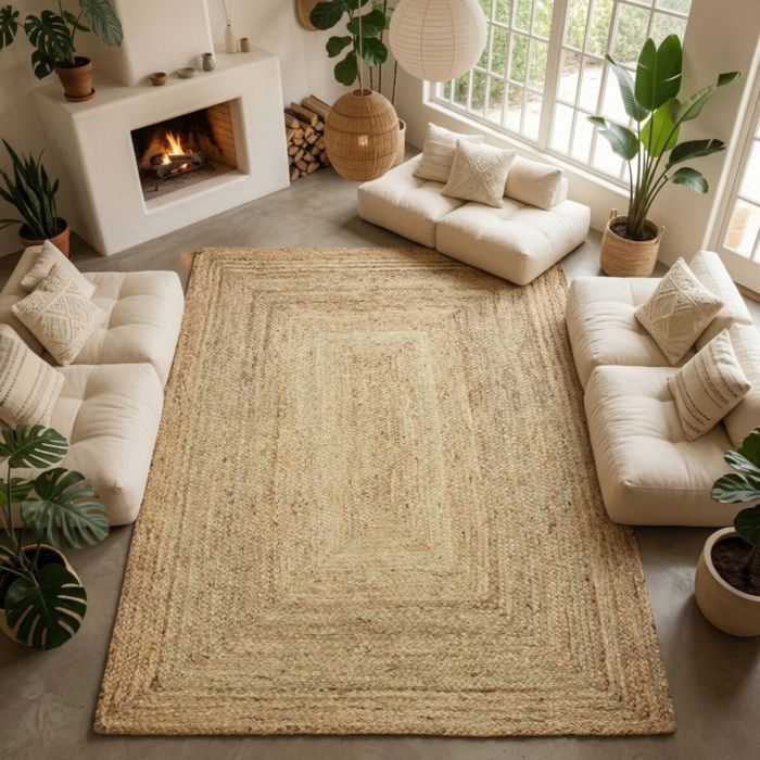 Tapis salon en jute tressé naturel artisanal 160x230