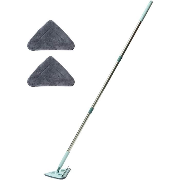 Vadrouille Triangulaire Avec Tige Réglable Jusqu'à 216 Cm - Tête Rotative 360°, Tampons Microfibre Et Chenille - Pour Murs, Plafonds, Sols