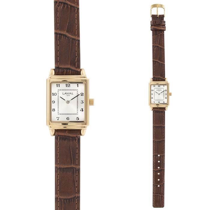 Jouailla - Montre acier, dorée et bracelet cuir marron pour femme -  Cdiscount Bijouterie