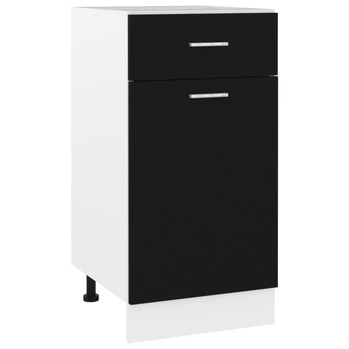 516&{HOME} Armoire Buffet de cuisine Belle Finition - Armoire de plancher à tiroir Noir 40x46x815 cm Aggloméré - 40 x 46 x 815 cm