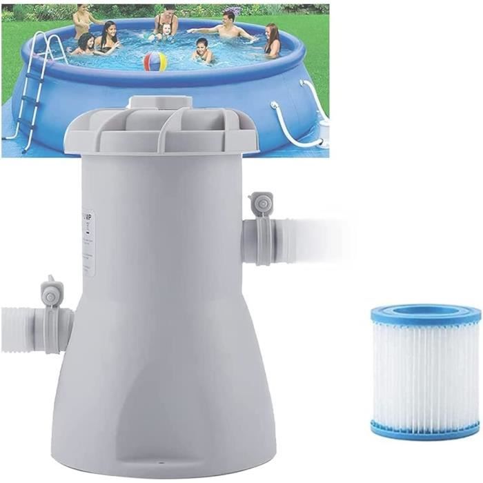 Pompe De Filtration Pour Piscine Hors-Sol 330 GPH - 16W, Avec 2 Cartouches Filtre Et Tuyaux - Pour Pataugeoire, Petit Bassin - 11