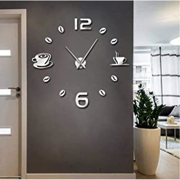 bricolage grande horloge murale sans cadre geant horloge murale design moderne cafe tasse a cafe grain de cafe decor murale cuisine achat vente horloge pendule cdiscount