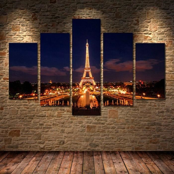 5 Panneau moderne Imprimé Tour Eiffel Paris peinture Photo Paysage Toile  Wall Art Home Decor Pour Living Room (Unframed) - Achat / Vente tableau -  toile - Cdiscount