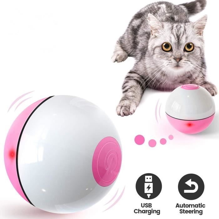 Meilleurs prix pour Jouet interactif pour Chat - ZGEER - Boule Auto-Rotative 360° - LED Rechargeable - Résistant aux morsures