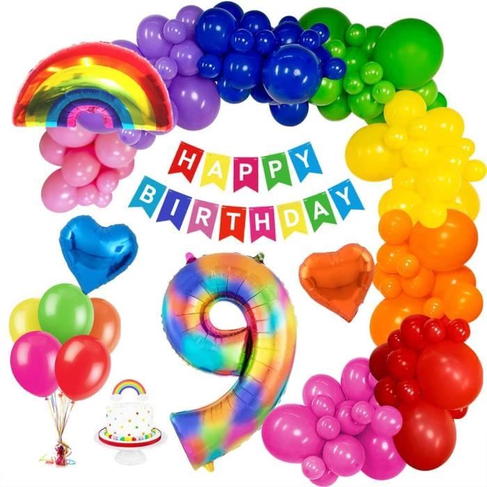 Decoration Anniversaire Fille 9 Ans Ballon Anniversaire 9 Ans Fille Avec Joyeux Anniversaire Banniere Geants Ballons Numero 646 Cdiscount Maison