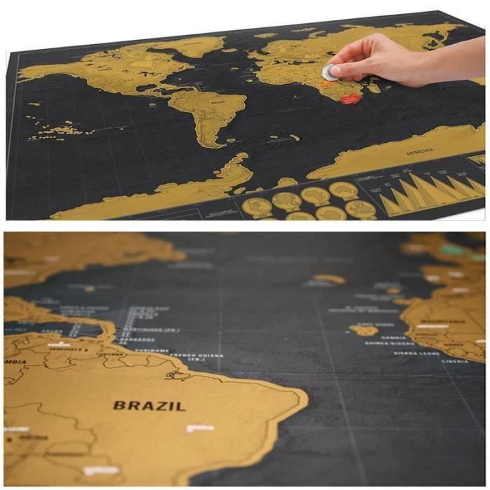 Scratch Map Carte Du Monde à Gratter Edition Luxe Noir Cshnt B14530