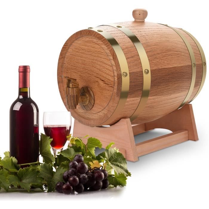 Tonneau à Boisson En Verre Avec Robinet - Distributeur 1 L Ou 3 L - Support En Bois - Pour Vin, Jus, Cocktails - 14