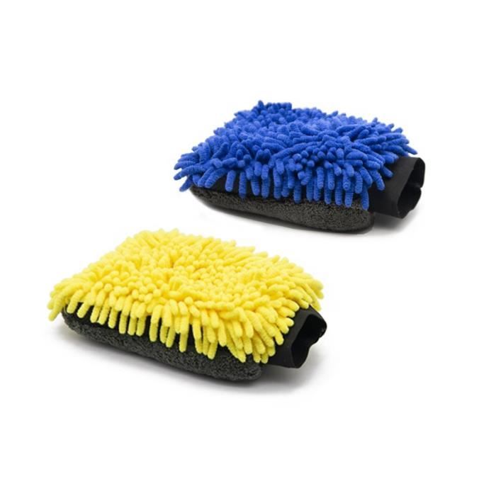 Eponge-chiffon,Gants de lavage de voiture étanches,microfibre Chenille  épaisse,gant de nettoyage de voiture - Type Yellow And Blue - Cdiscount Auto