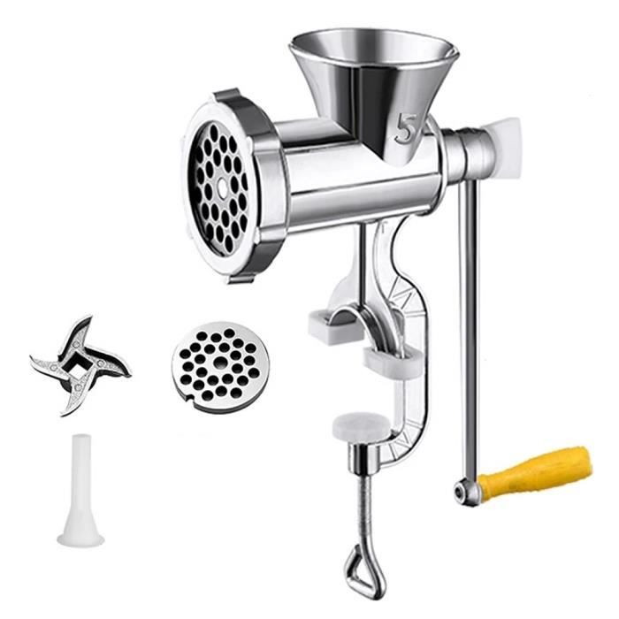Hachoir à Viande Manuel En Alliage D'aluminium Avec Manche En Bois - Pour Usage Domestique, Saucisses, Viandes Hachées - 9