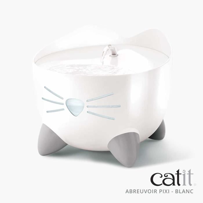 CAT IT Fontaine à eau automatique pour chat - 2,5 L - Blanc