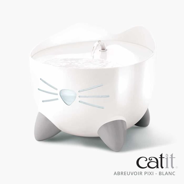 cat it fontaine à eau automatique pour chat - 2,5 l - blanc