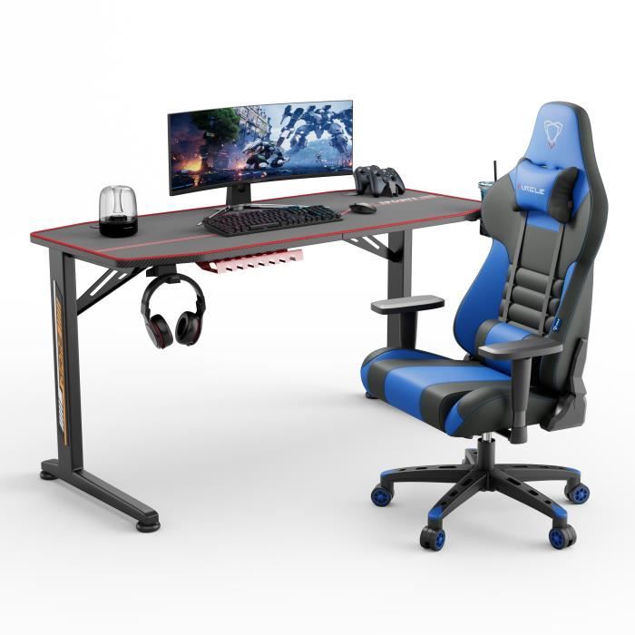 Set Bureau Gaming + Chaise Gamer - Grande Table PC E-Sport Ergonomique  Fauteuil Gaming pas cher Furgle - Cdiscount Maison