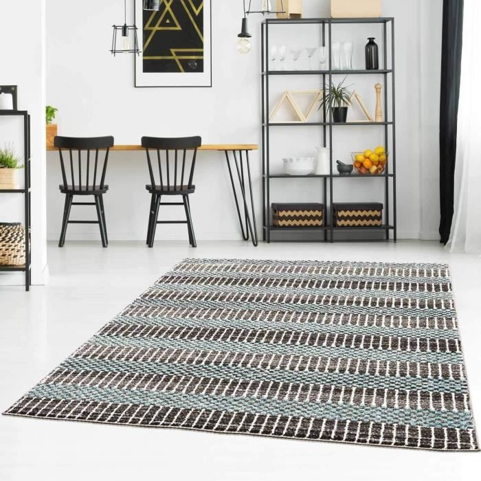 Tapis Moderne Zigzag (120x170 Cm) - Couleurs Moutarde, Gris Et Crème - En Polypro, Neuf Avec étiquettes - Origine Turquie