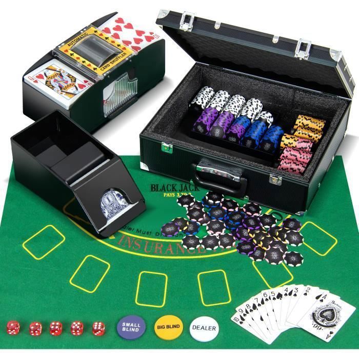 Mallette De Poker XUANYU – 300 Jetons De 5 Valeurs + 2 Jeux De Cartes + 5 Dés – étui Aluminium