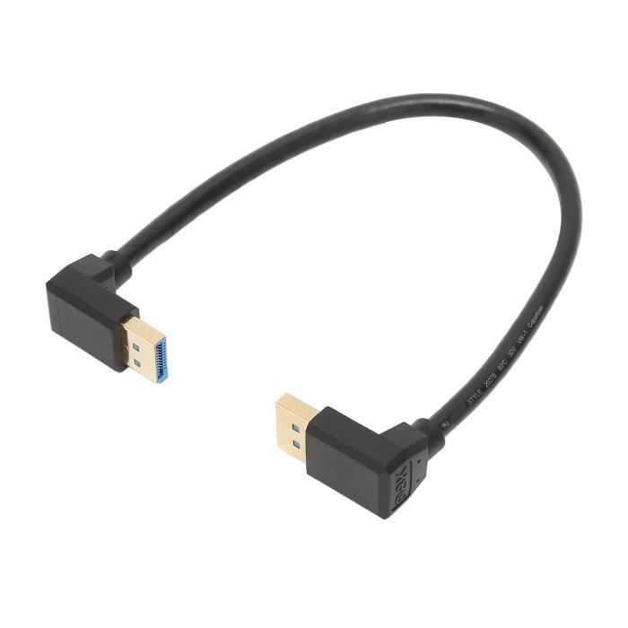 Câble DisplayPort 1.4 J&D 2m – 90° Angle Haut, 8K@60Hz, 4K@144Hz, HDR, Blindage Premium