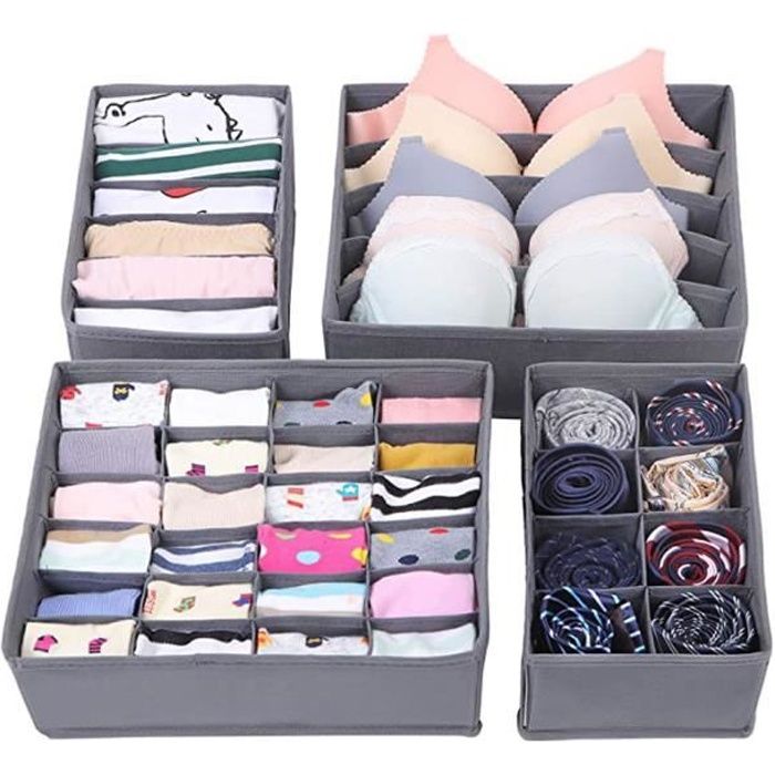 Culottes 6 cellules Boîtes de Rangement Vêtements Pliable Organisateur Armoire Vetement Rangement Tiroir Sous Vetement Rangement Vetement Placard Tiroir pour Ranger Sous-vêtements Chaussettes