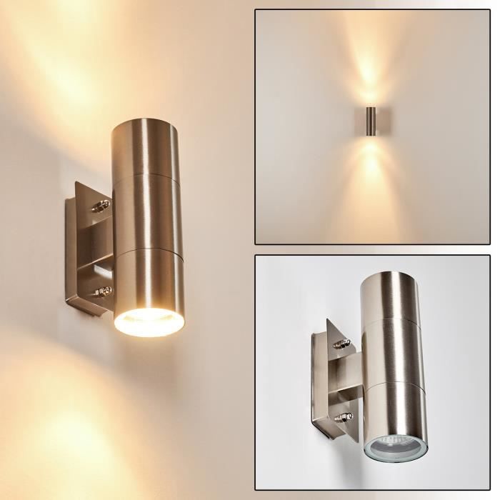 Lampe murale - HOFSTEIN - Scala - Acier inoxydable - IP 44 - 2 x GU10 Lampe murale - HOFSTEIN - Scala - Acier inoxydable - IP 44 - 2 x GU10