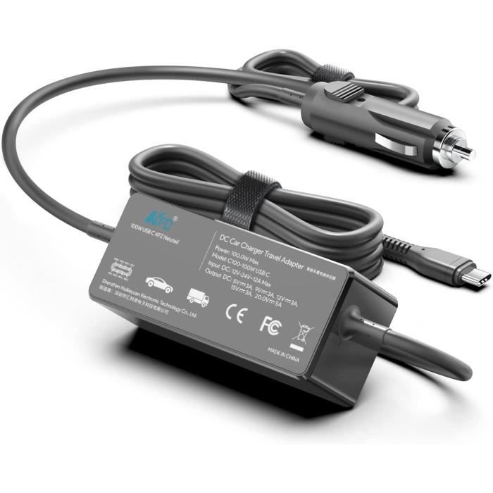 KFD 100W USB-C Chargeur de Voiture pour MacBook Pro Dell HP