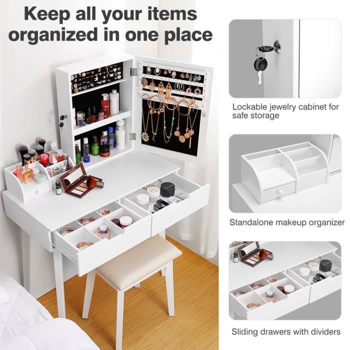 Coiffeuse De Maquillage Langria 4 En 1 Coiffeuse Organisateur