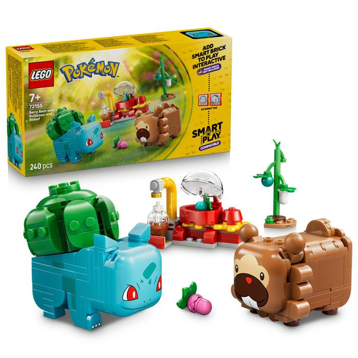LEGO Pokémon 72155 Set de construction compatible SMART Play™ Bulbizarre et Keunotor Délice de baies Dès