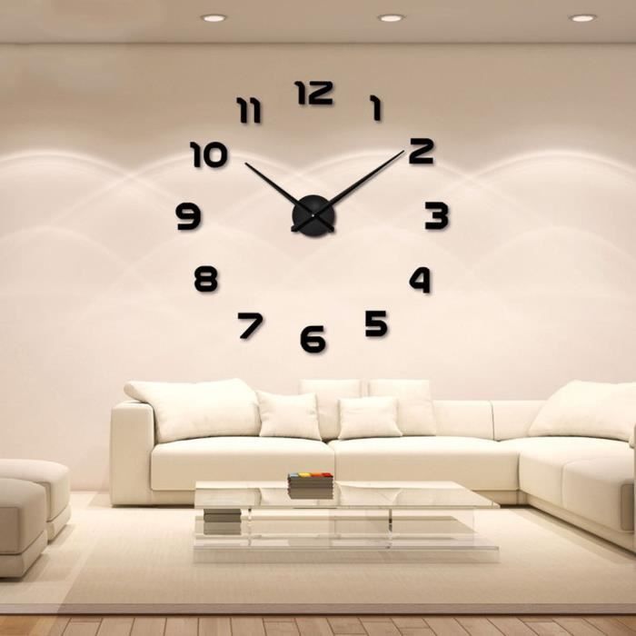 Grand Horloge Murale Diy Decoration Murale De Maison De Sejour Noir Achat Vente Horloge Pendule Soldes Sur Cdiscount Des Le 20 Janvier Cdiscount