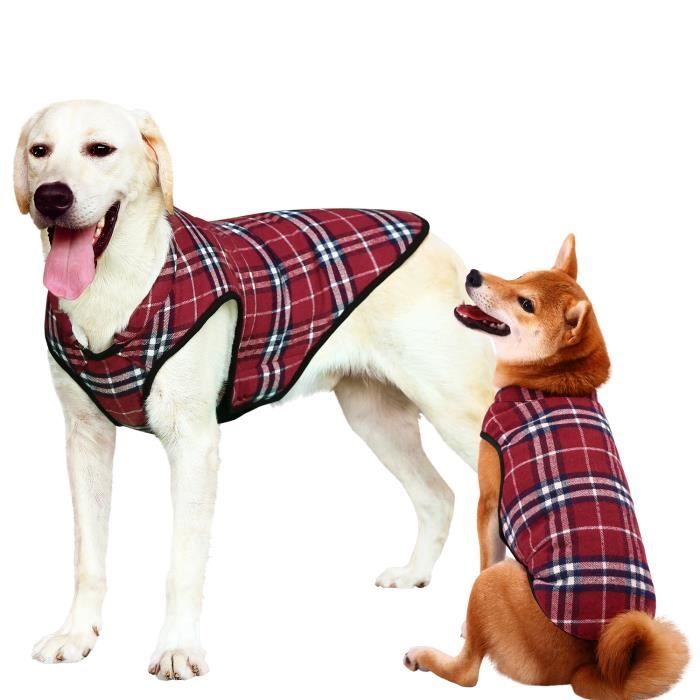Vetement Pour Chien Gilet Hiver Tient Chaud Douce Plaid Taille M Rouge Cdiscount