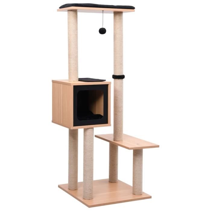 Comparer les prix de Arbre à chat - MOTHINESSTO - LY5054 - 129 cm - Bois et sisal - Couleur marron et noir