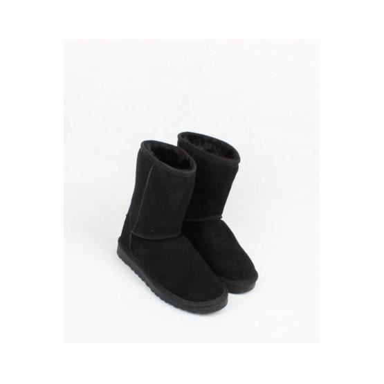 Bottines fourrées compensées pied large noir femme | La Halle