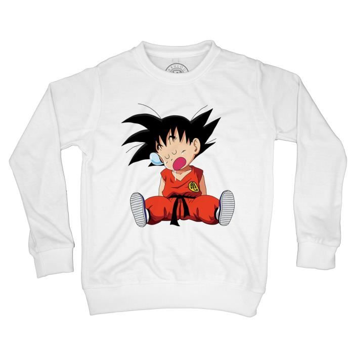 Sweat Shirt enfant dragon ball dbz sangoku sleep goku dort Blanc