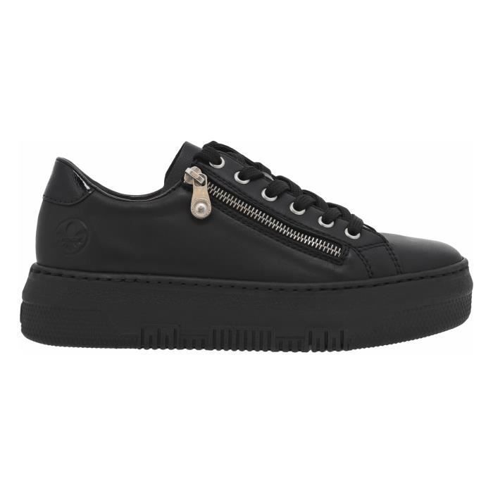 Baskets plateau cuir Rieker femme Noir Lacets Style tennis