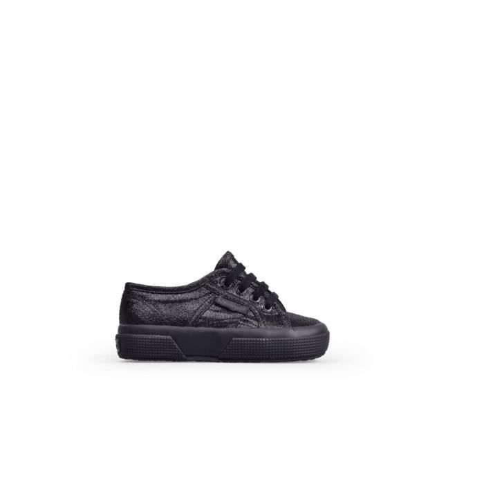 baskets - superga - lamej total black - fille - taille 26 eu - textile - lacets - talon plat