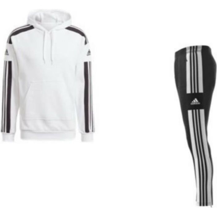 Jogging Polaire Homme Adidas - Blanc et Noir - Respirant - Multisport - Manches longues