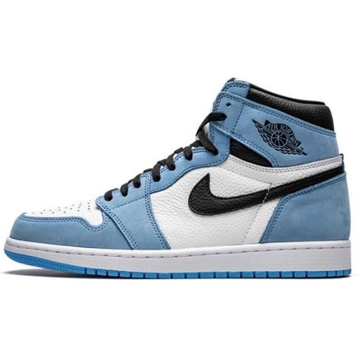 Basket Air Jordan 1 Retro High White University Blue Black 555088 ... Basket Air Jordan 1 Retro High White University Blue Black 555088 ...