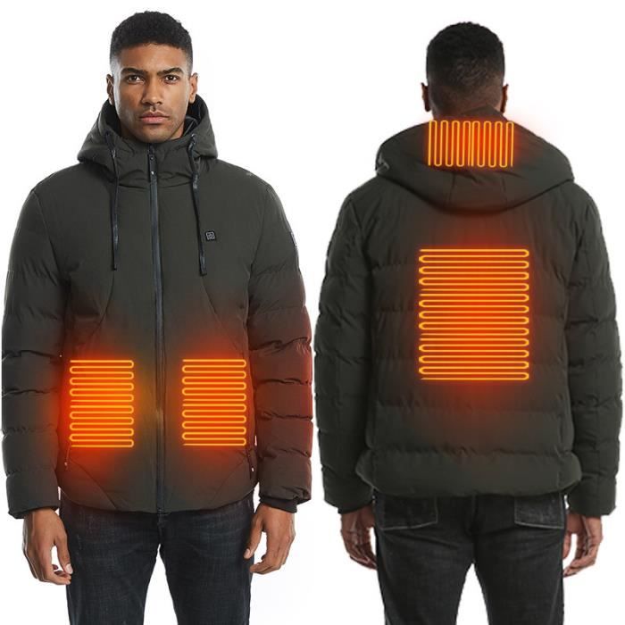 Veste Chauffante Homme Veste Chauffante electrique Veste Chauffant USB Vetements Chauffant electrique Hiver ChLeger Manteau Armee verte Cdiscount Pret a Porter