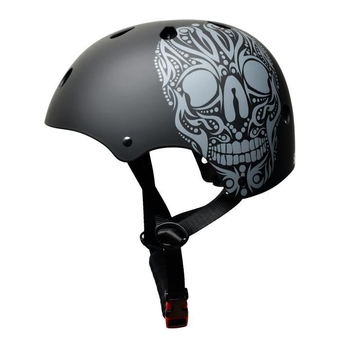 Casque de skate et de vélo - Skullcap by Capital Sports - coque intérieure absorbant les chocs - Taille S - Noir