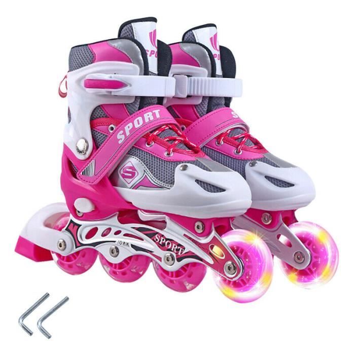 Patins à roulettes en ligne réglables pour enfants, patins de sport de plein air pour enfants, roues éclairantes à lame, chaussures de patin à roulettes pour garçons et filles  18