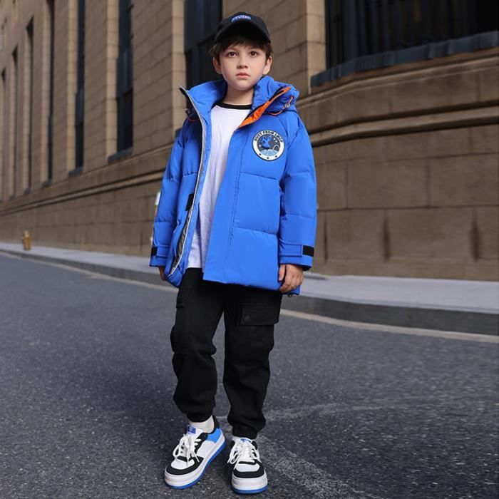 Doudoune Enfant Gar on Coupe vent Epais Chaude Hiver A Capuche de