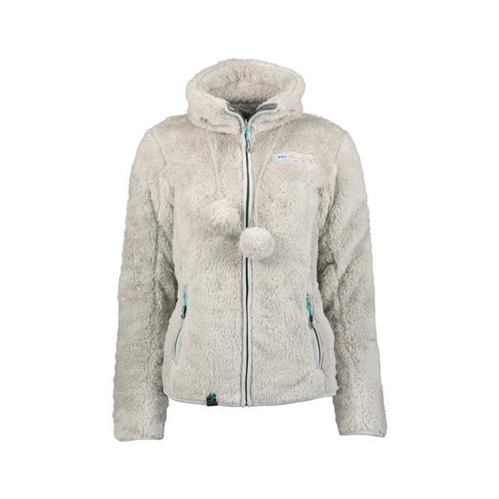 veste polaire zippée uniquana lady - gris - femme - col châle - poches zippées