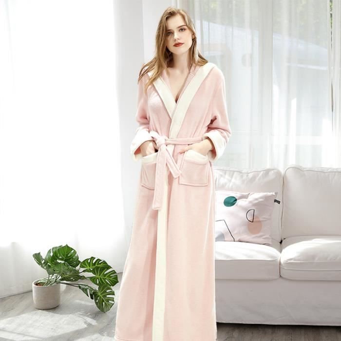 Robe de chambre pour hommes et femme Robe de Chambre Homme Polaire Chaude Peignoir a capuche Rose Rose Cdiscount Pret a Porter
