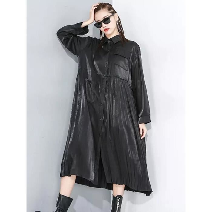 CRAZE BF Style Robe Femmes À Manches Longues Col Revers Lâche Casual ...