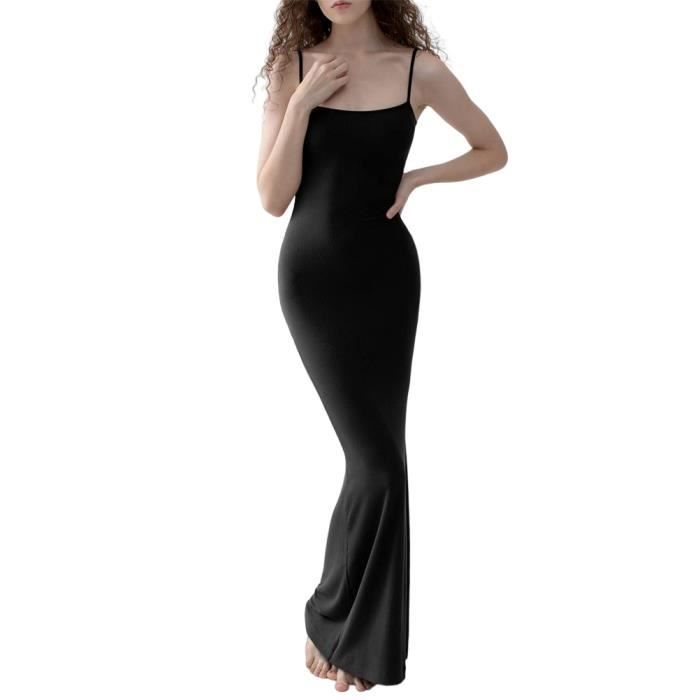 Robe Longue D'Été Femme Sexy Sans Manches - Bretelles Spaghetti, Moulante Fendue, Robe De Soirée Élégante Et Audacieuse