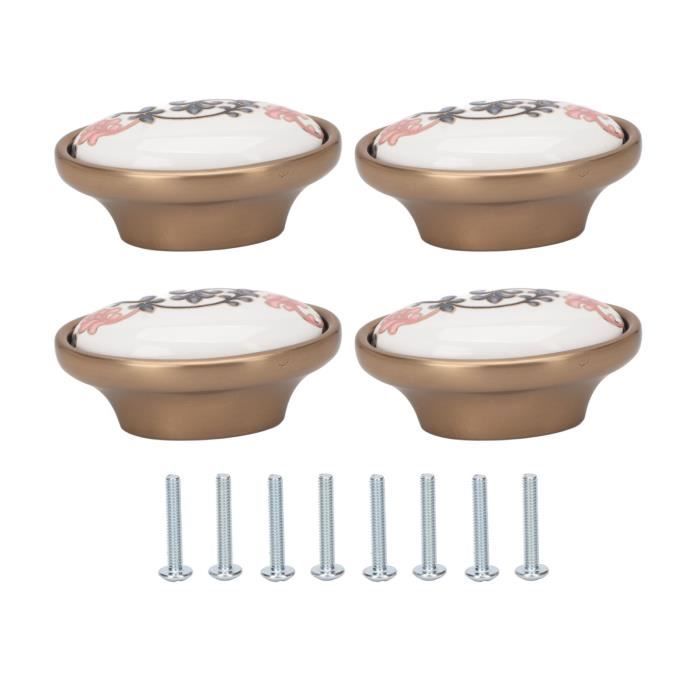Mxzzand Boutons De Tiroir 4 Ensembles De Boutons D'armoire Ovales Fleur Flottante 3D Boutons D