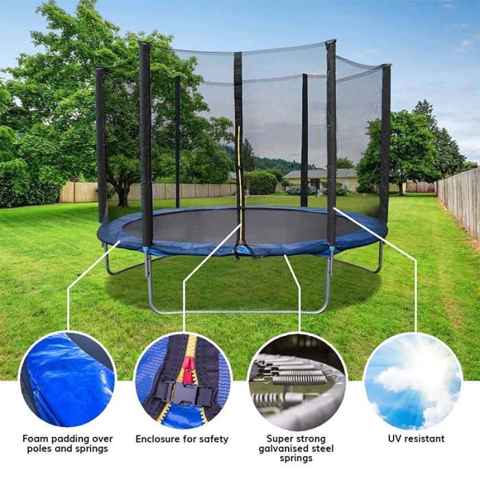 Filet De Sécurité Pour Trampoline 6/8 Barres - Taille 244 Cm à 427 Cm - Résistant Aux UV, Avec Fermeture éclair - 3