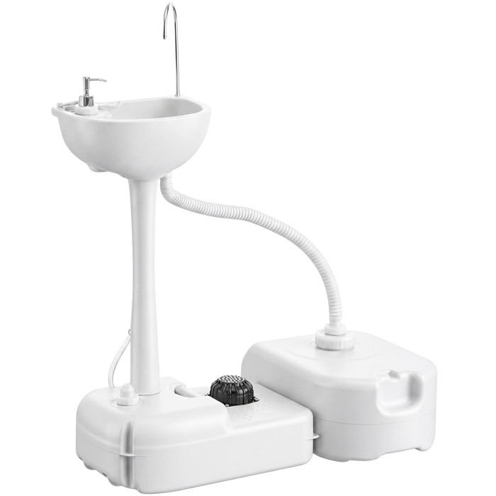Évier à main portable - Outsunny - station lavage camping jardin réservoir 17 L pompe - plastique - gris