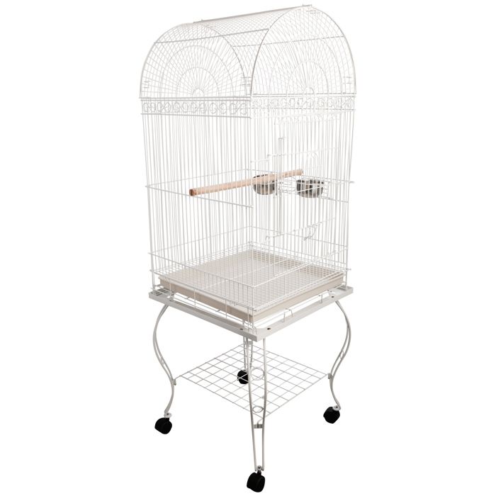 Grande Voliere Cage A Oiseaux Design Avec Mangeoire Perchoir Suspendu Plateau Amovible Etagere Et Roulettes 54l X 54l X 153h Cm Cdiscount Animalerie