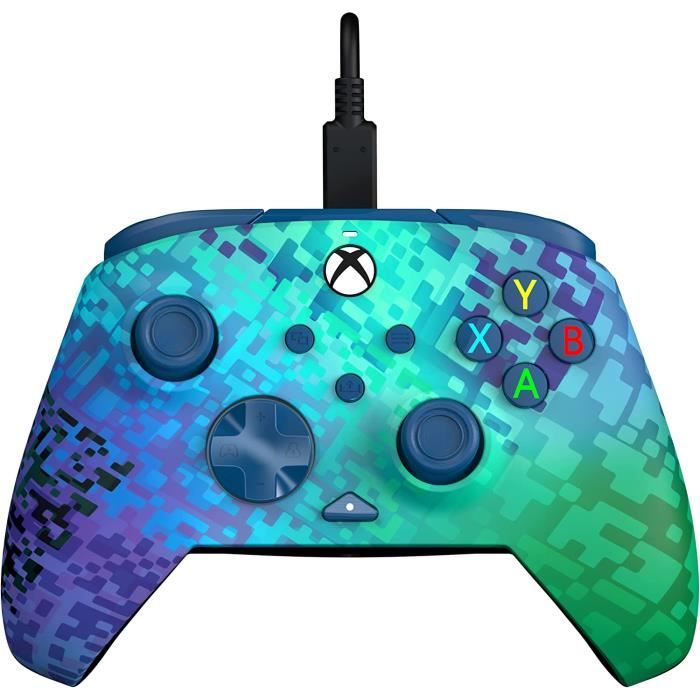 Manette filaire PDP Glitch Green pour Xbox séries/One