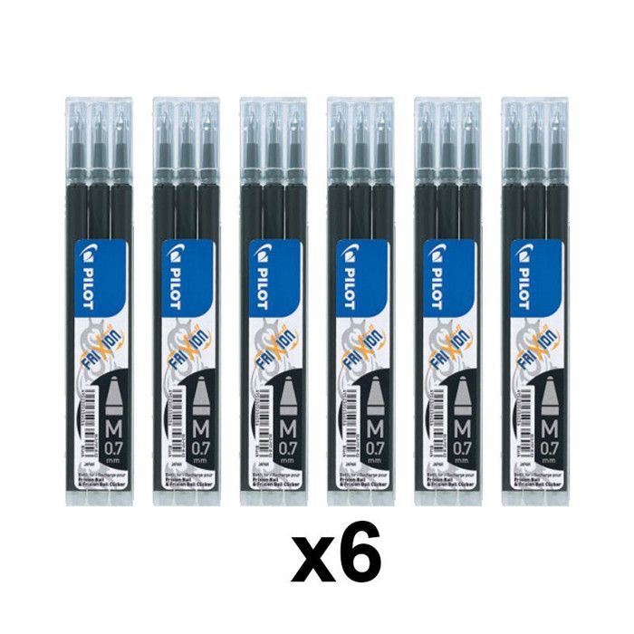Pilot 2 Etuis De 3 Recharges FriXion Bleu - Stylo Effaçable Pointe Moyenne