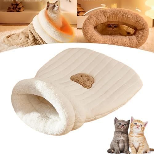 Couchage chat, sac de couchage pour chat d'intérieur, sac de couchage chaud pour chat d'automne et d'hiver, nid de chaton fermé