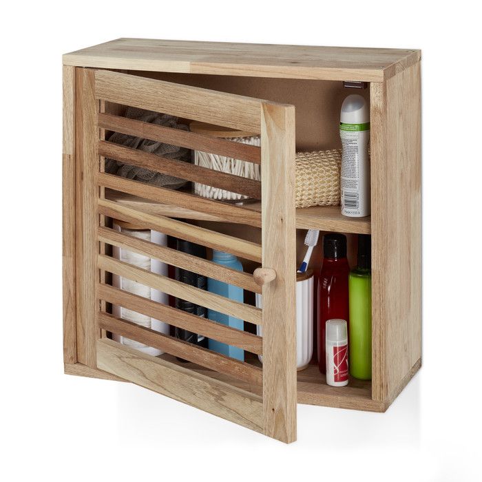 Relaxdays Armoire murale noyer 2 compartiments fermeture magnétique salle de bain cuisine HLP: 42x42x18&nbsp;cm nature