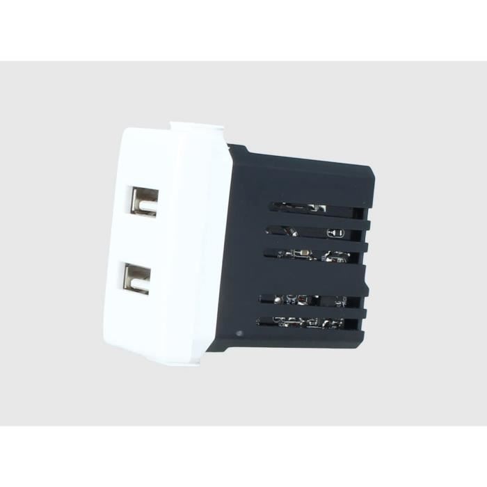 Toma De Pared USB Doble Tipo-A + Type-C | Compatible Bticino Matix | 5V 3.1A | Color Blanco